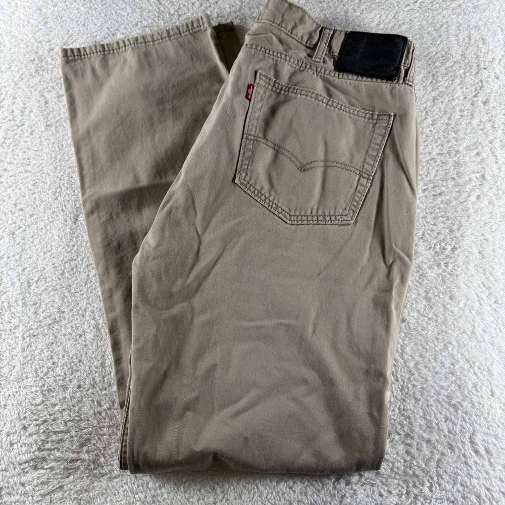 Levis 514 Pants Mens 38x34 Khaki Straight Chino Tan Red Tab School 5 Pockets